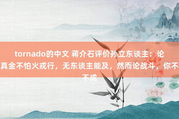 tornado的中文 蒋介石评价孙立东谈主：论锻真金不怕火戎行，无东谈主能及，然而论战斗，你不成